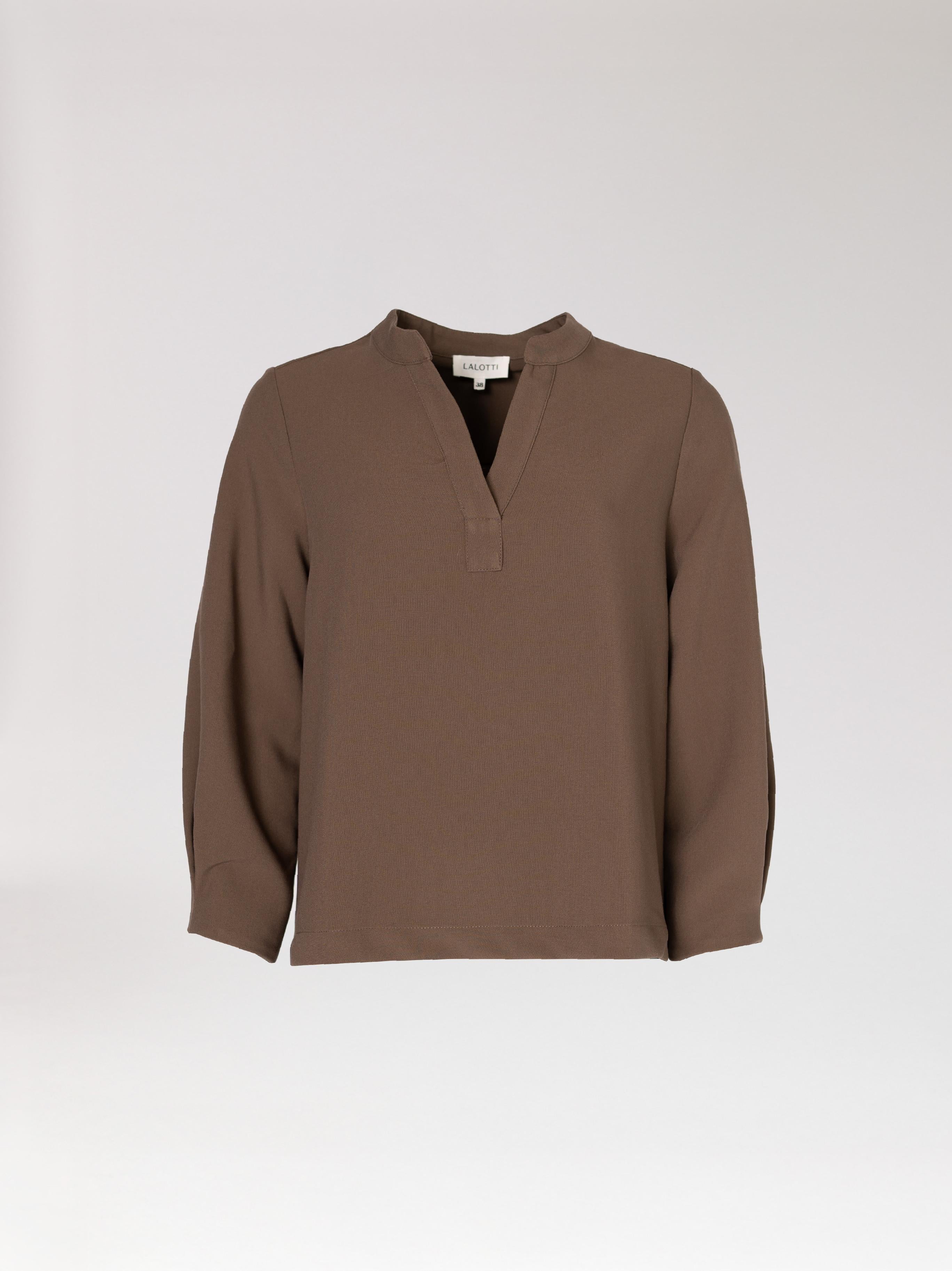 Blouse met v-hals - Dark Taupe