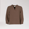 Blouse met v-hals - Dark Taupe