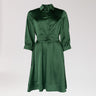 Satijnen jurk met taillelint - Bottlegreen
