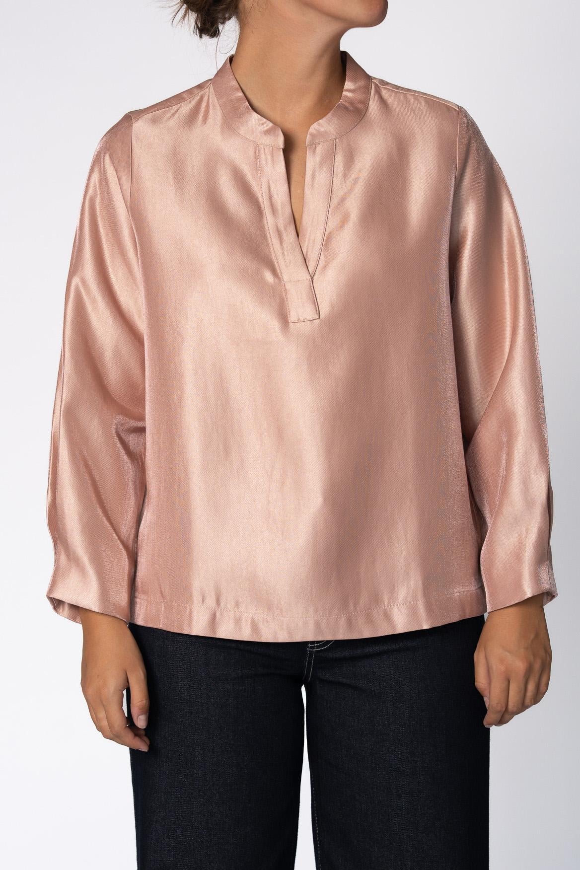 Satijnen blouse met mouwdetail - Light pink