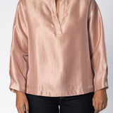Satijnen blouse met mouwdetail - Light pink