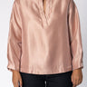 Satijnen blouse met mouwdetail - Light pink