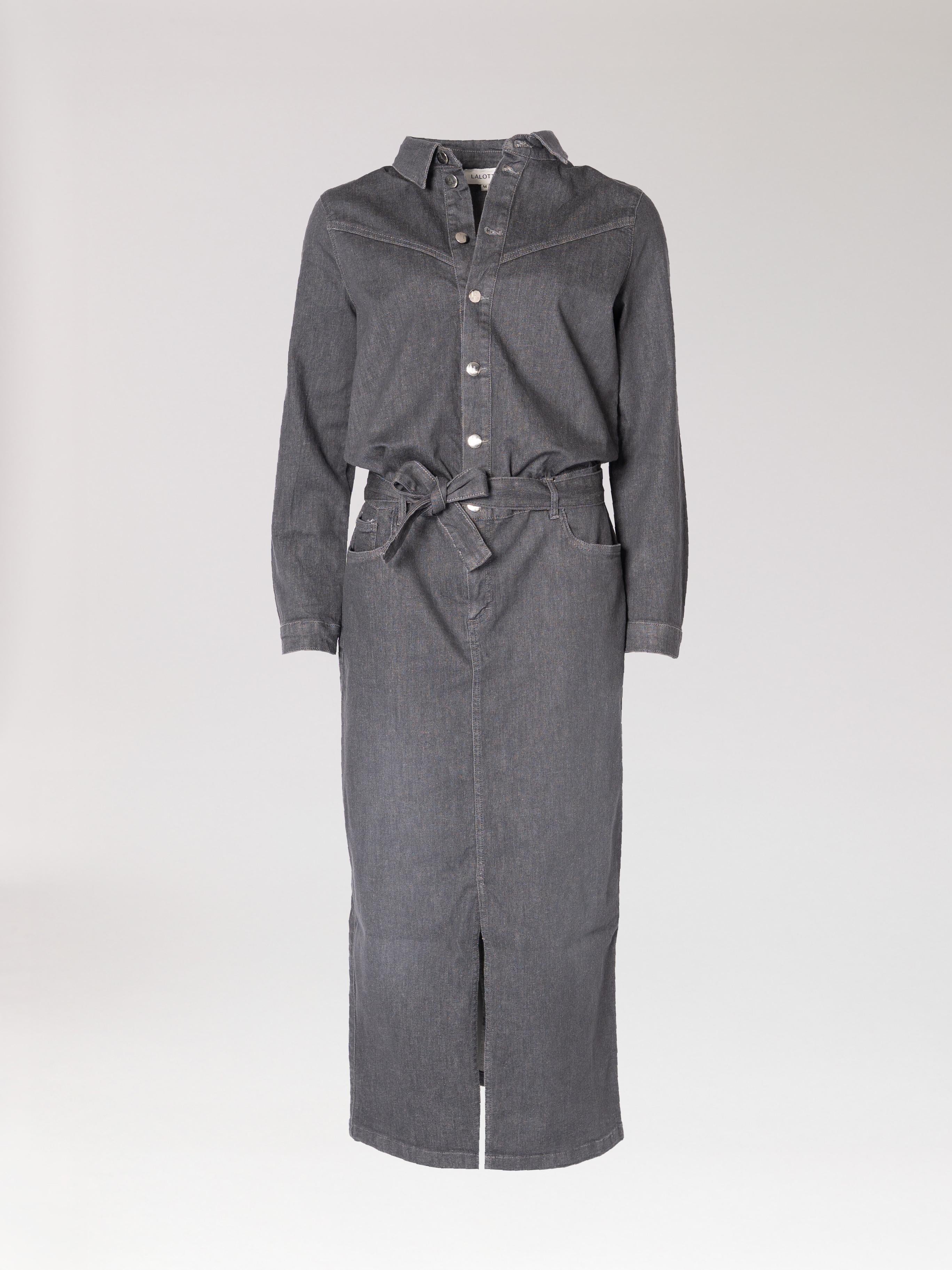 Lange jeansjurk - Dark Grey