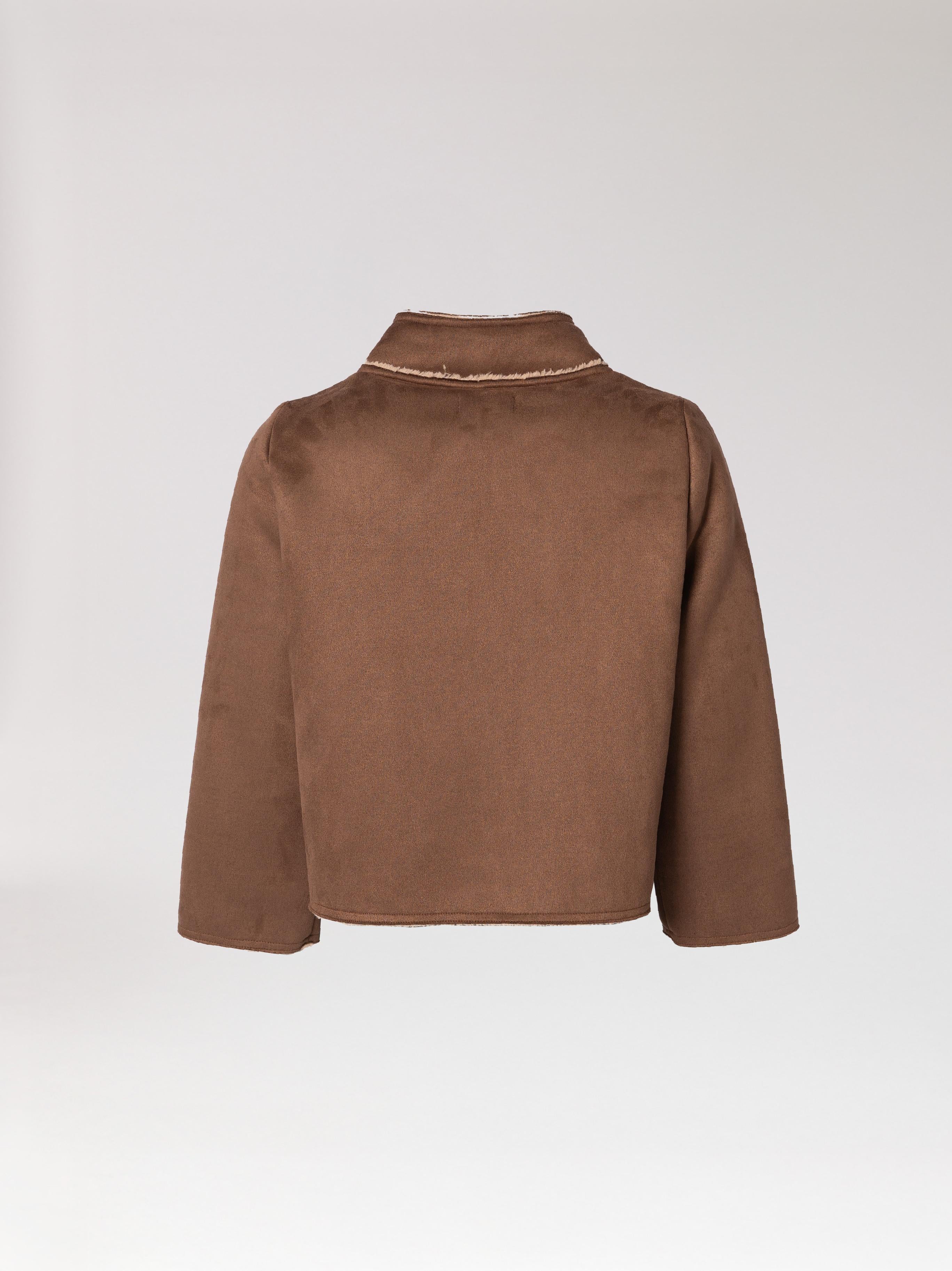 Teddy cape met driekwartsmouw - Brown