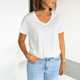 T-shirt met v-hals - Off white
