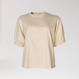 Blouse met elastische mouwdetail - Ecru Sparkle