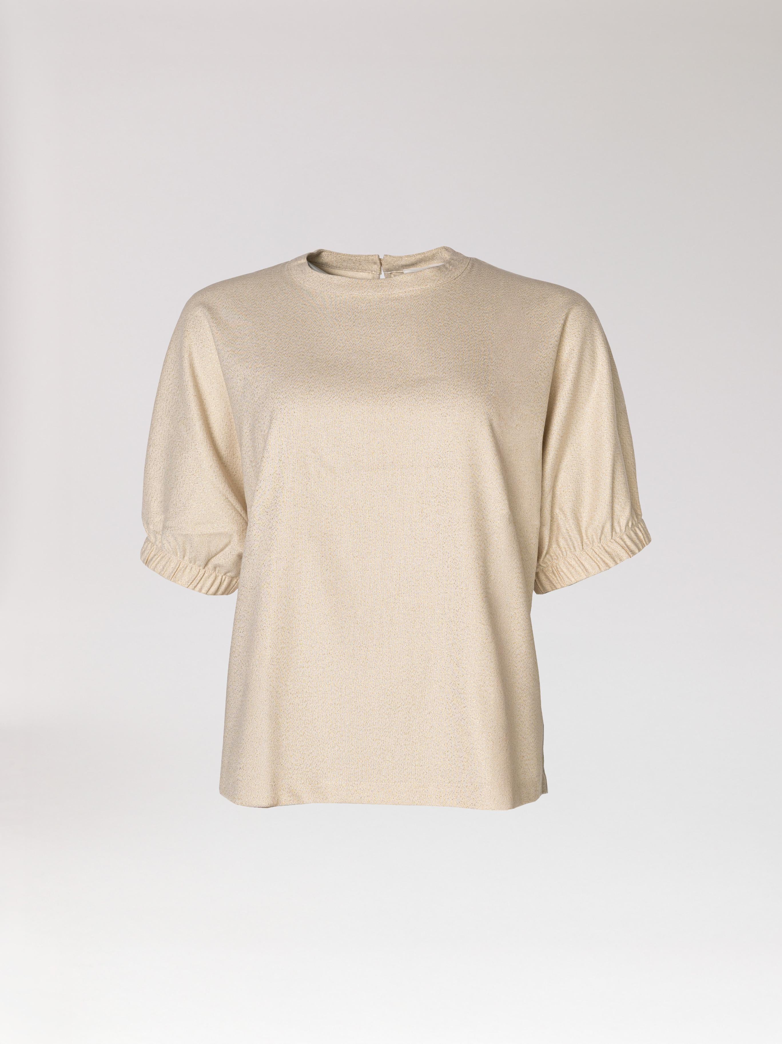Blouse met elastische mouwdetail - Ecru Sparkle