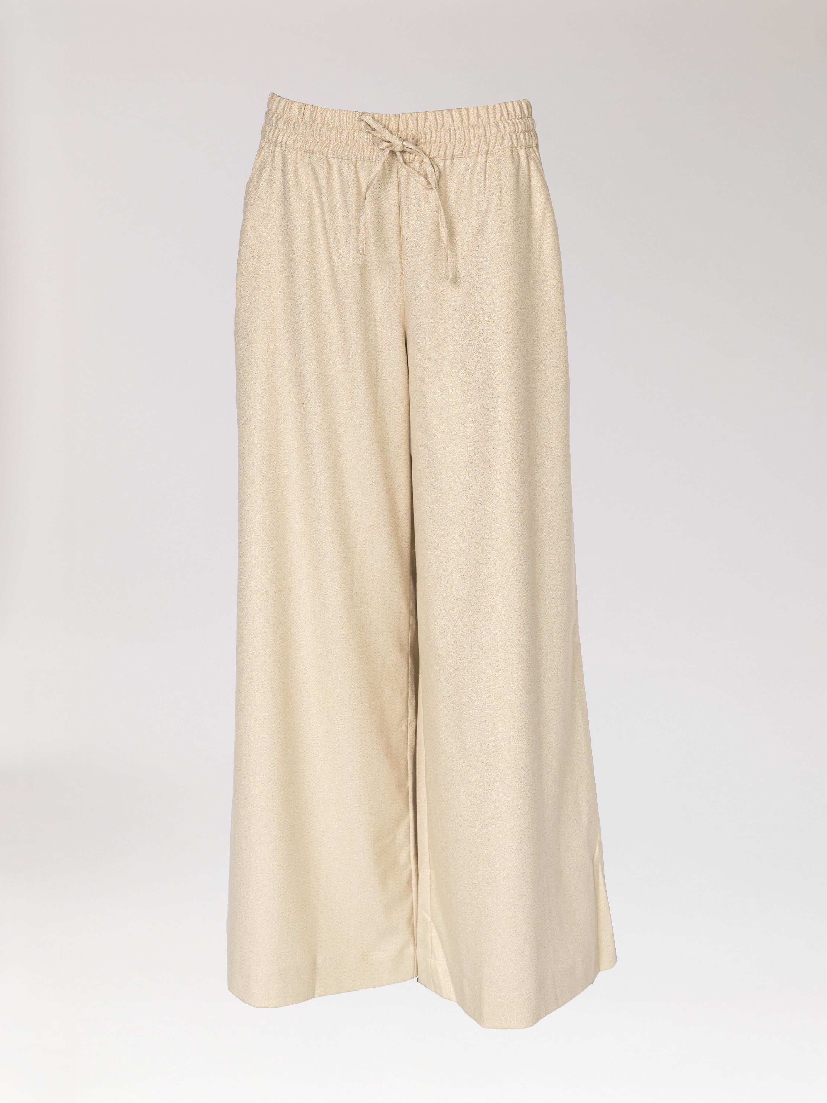 Glitterbroek met wijde pijpen - Ecru Sparkle