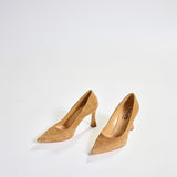 Pump met hoge hak - Suede Camel