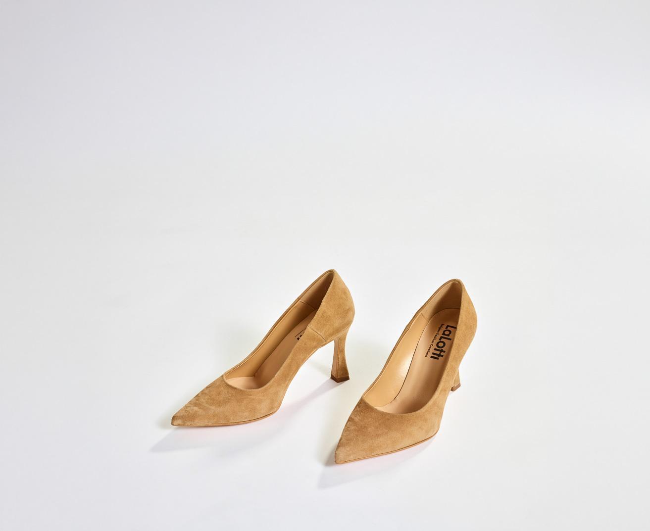 Pump met hoge hak - Suede Camel