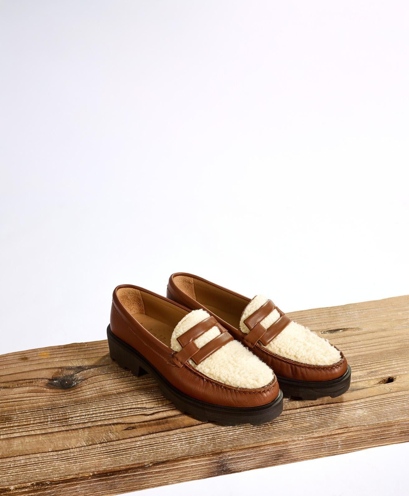 Matteo moccasin met teddy - Cognac