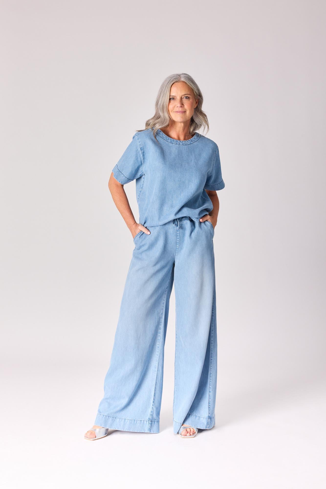 Soepelvallende jeansblouse - Jeans