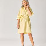 Jurk uit katoen met v-hals - Butter yellow