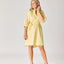 Jurk uit katoen met v-hals - Butter yellow