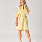 Jurk uit katoen met v-hals - Butter yellow