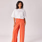 Wijde broek met bandplooi - Burnt Orange