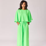 Wijde broek met rekker - Neon green