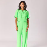 Blouse met v-hals - Neon green