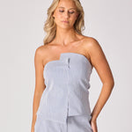 Bustier top in stretchstof - Blue stripe