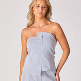Bustier top in stretchstof - Blue stripe