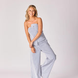 Bustier top in stretchstof - Blue stripe