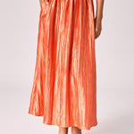 Rok in frippé satijn - Burnt orange