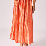 Rok in frippé satijn - Burnt orange