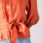 Blouse in frippé stof - Burnt orange