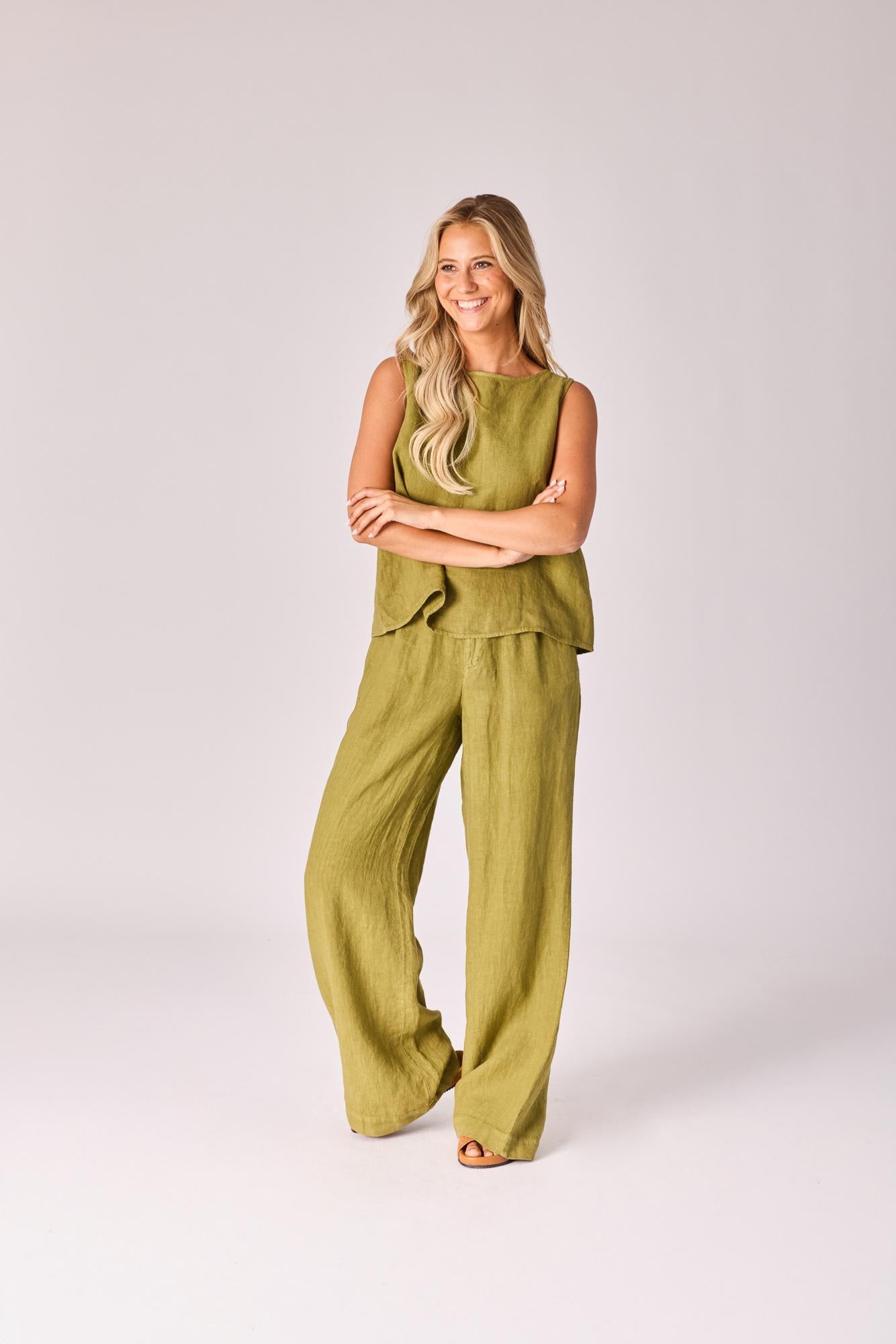 Linnen top - Olive