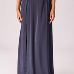 Lange rok in satijn - Navy