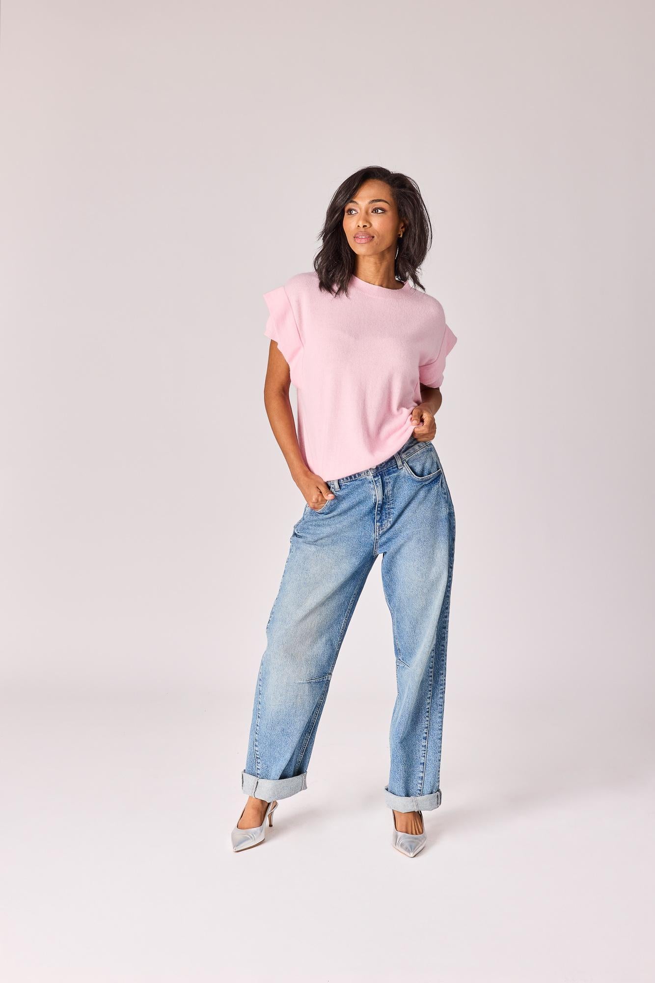 Pull met schouderdetail - Babypink
