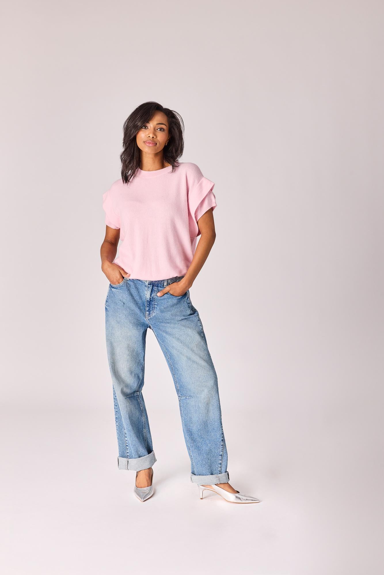 Pull met schouderdetail - Babypink