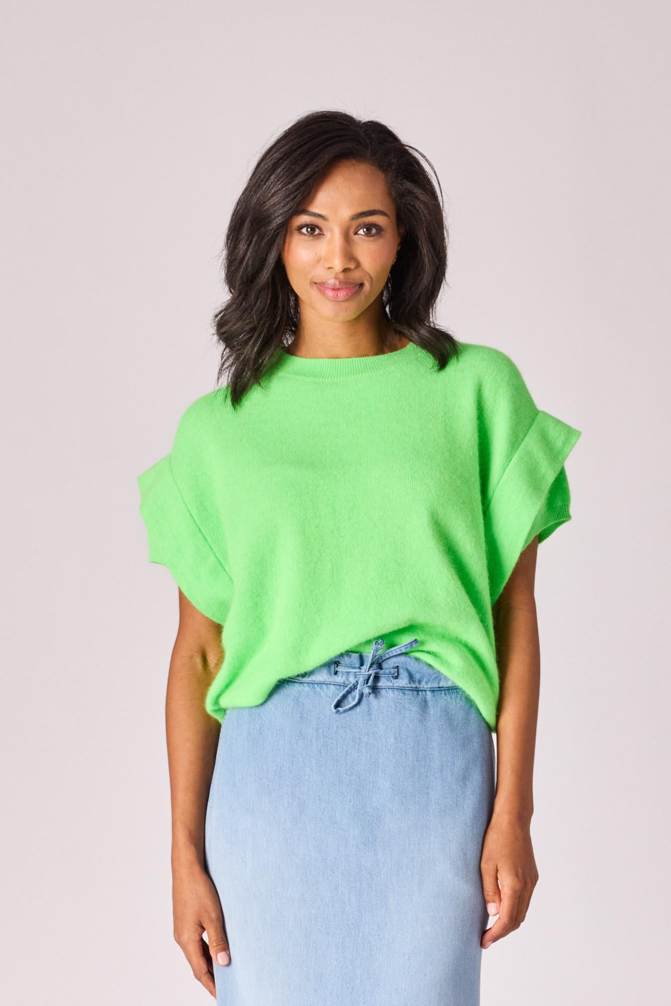 Pull met schouderdetail - Neon Green