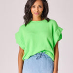 Pull met schouderdetail - Neon Green