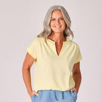 T-shirt met schouderdetail - Butter yellow