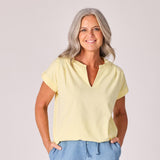 T-shirt met schouderdetail - Butter yellow