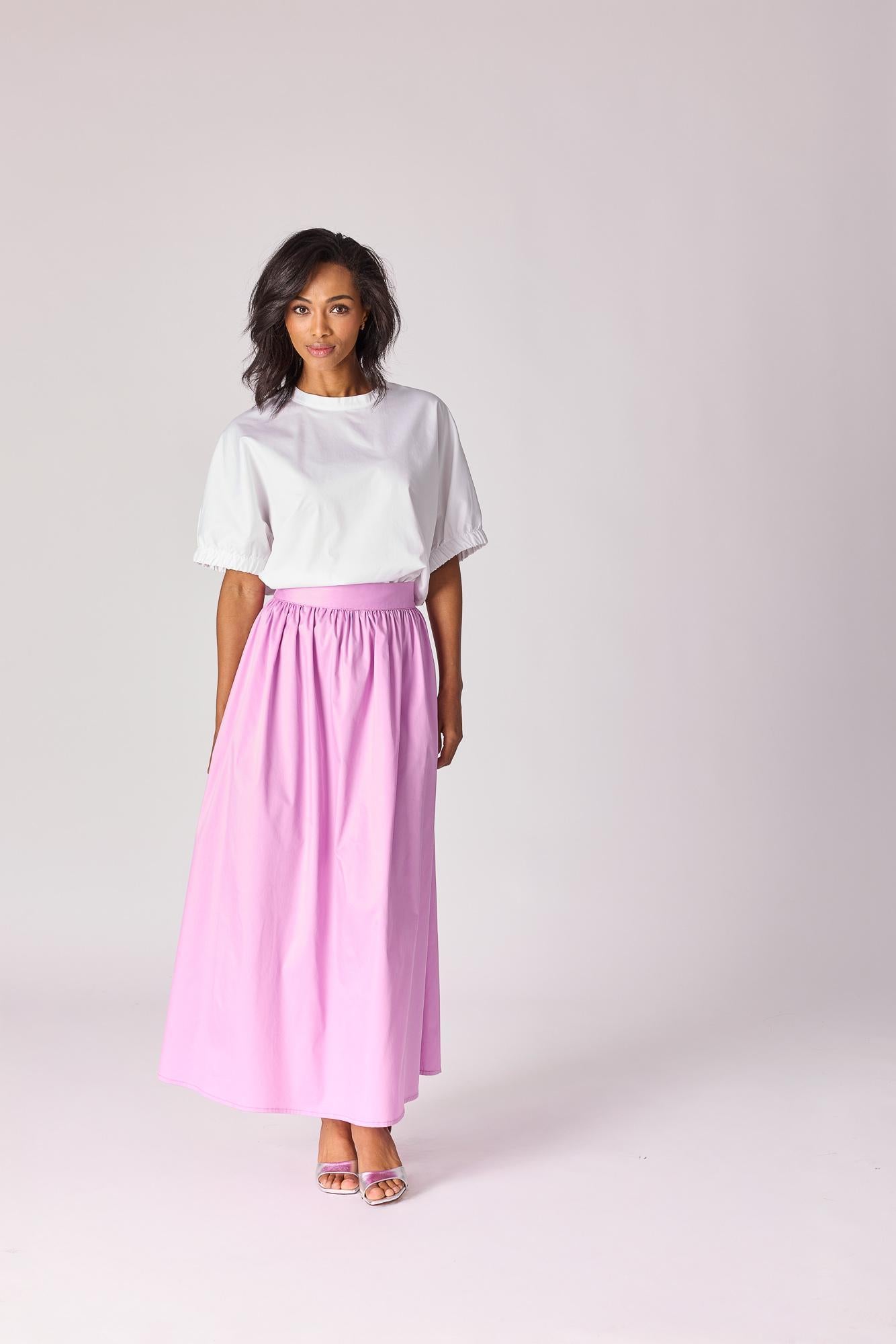 A-lijn rok uit katoen - Lavender pink