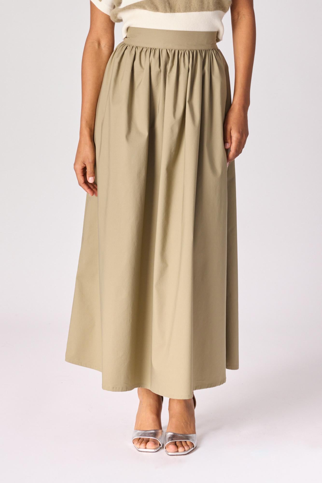 A-lijn rok uit katoen - Pistache