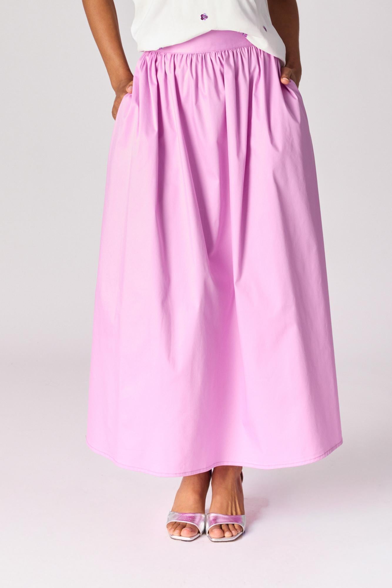 A-lijn rok uit katoen - Lavender pink