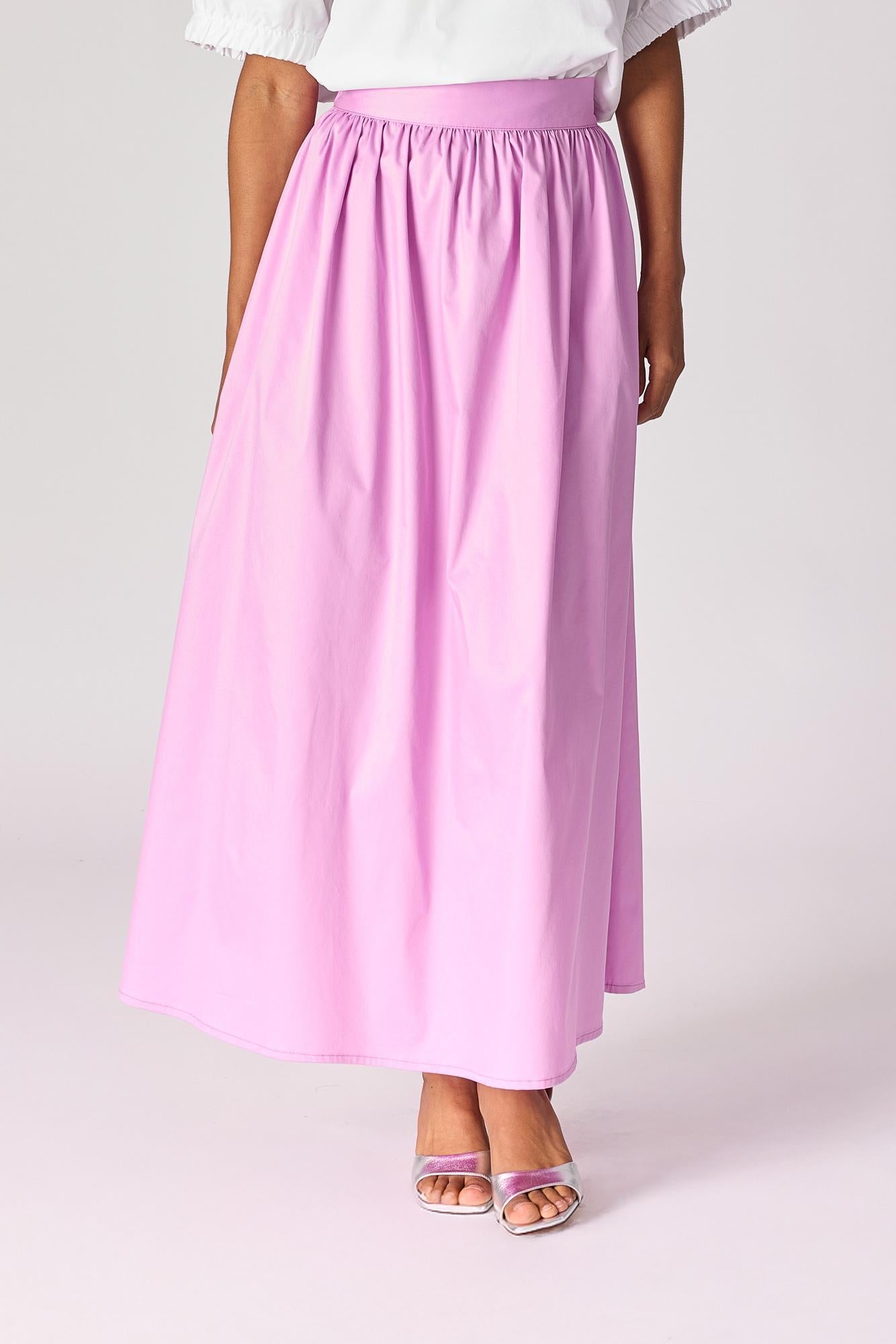 A-lijn rok uit katoen - Lavender pink