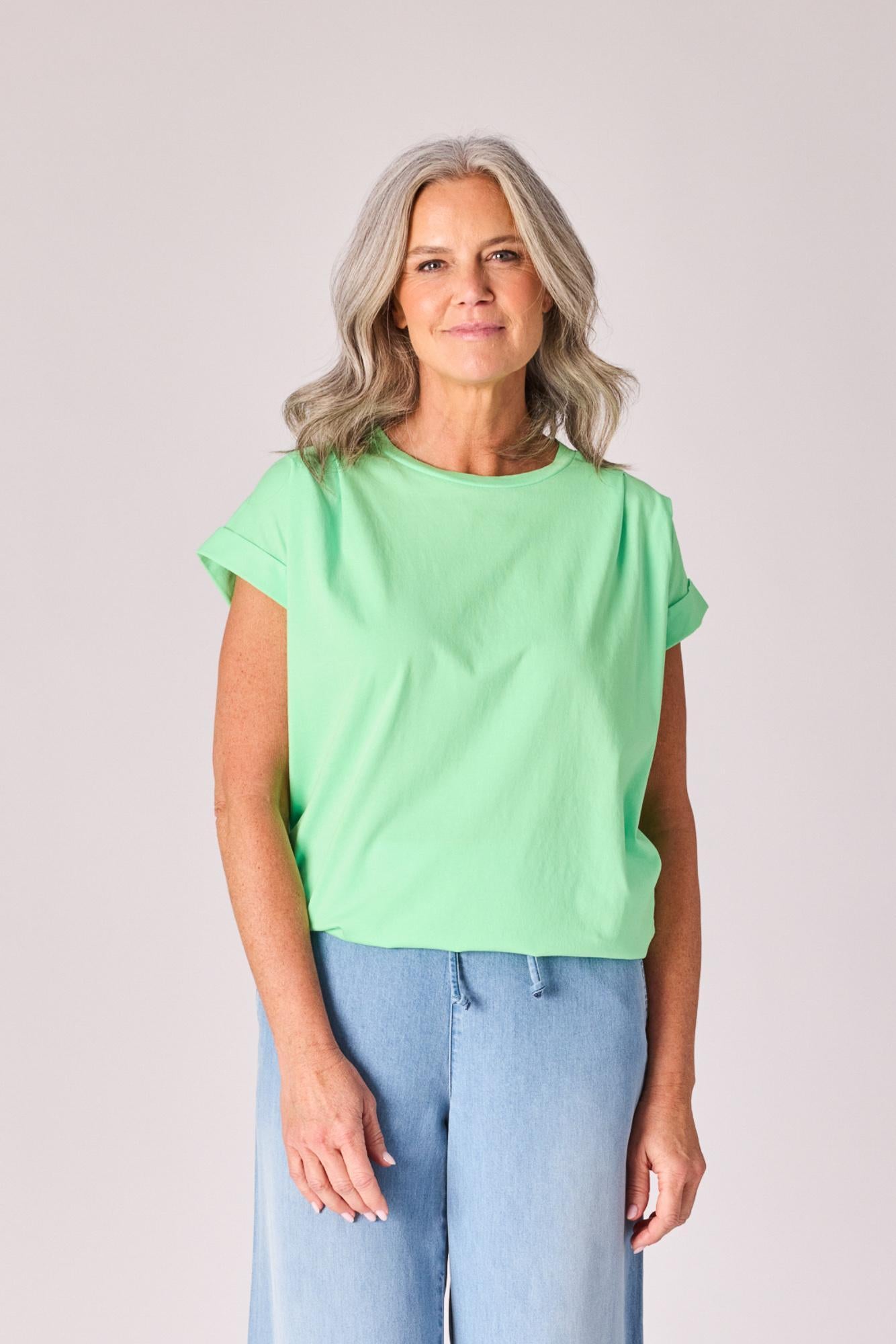 T-shirt met schouderdetail - Neon green