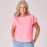 T-shirt met schouderdetail - Neon pink