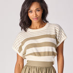 Mouwloze pull met strepen - Khaki