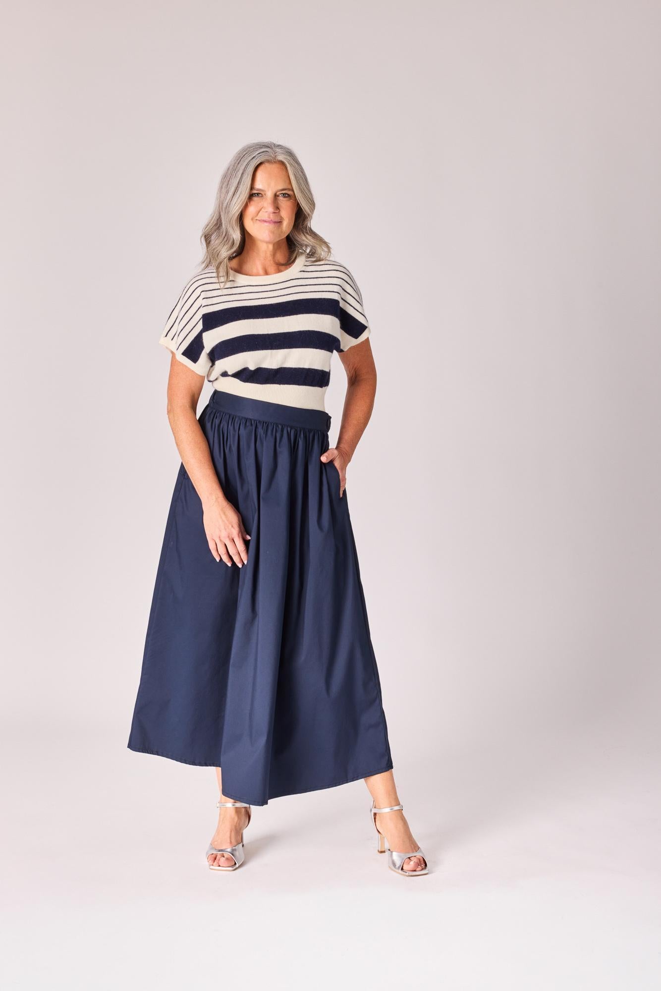 Mouwloze pull met strepen - Navy