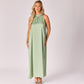Lange jurk met halternek - Sage green