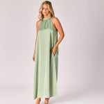 Lange jurk met halternek - Sage green