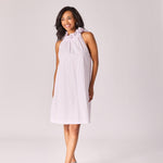 Mini-jurk met halternek - Lavender pink stripe