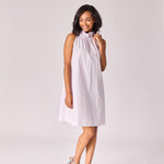 Mini-jurkt met halternek - Lavender pink stripe