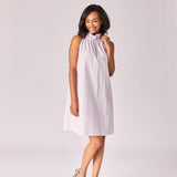 Mini-jurkt met halternek - Lavender pink stripe