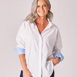 Katoenen overhemd met manchette detail - White / light blue